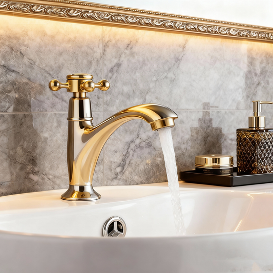 Nostalgische gouden koudwaterkraan