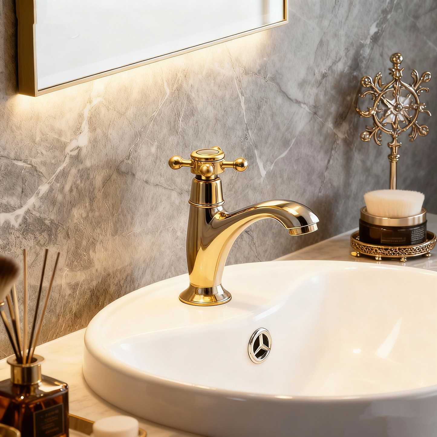 Nostalgische gouden koudwaterkraan