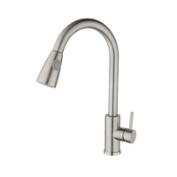 Geborsteld nikkel keukenkraan met uittrekbare sproeikop