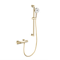 Thermostatische badkraan met glijstang – geborsteld goud