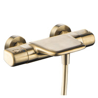 Thermostatische badkraan met glijstang – geborsteld goud