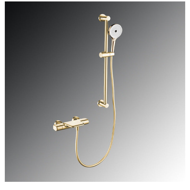 Thermostatische badkraan met glijstang – geborsteld goud