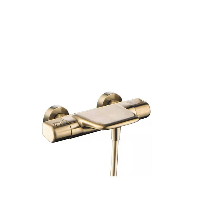 Thermostatische badkraan met glijstang – geborsteld goud