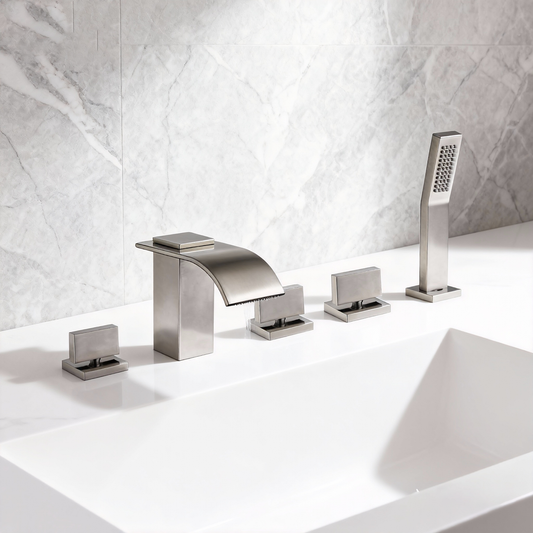 5-delige waterval badkraan – geborsteld nikkel