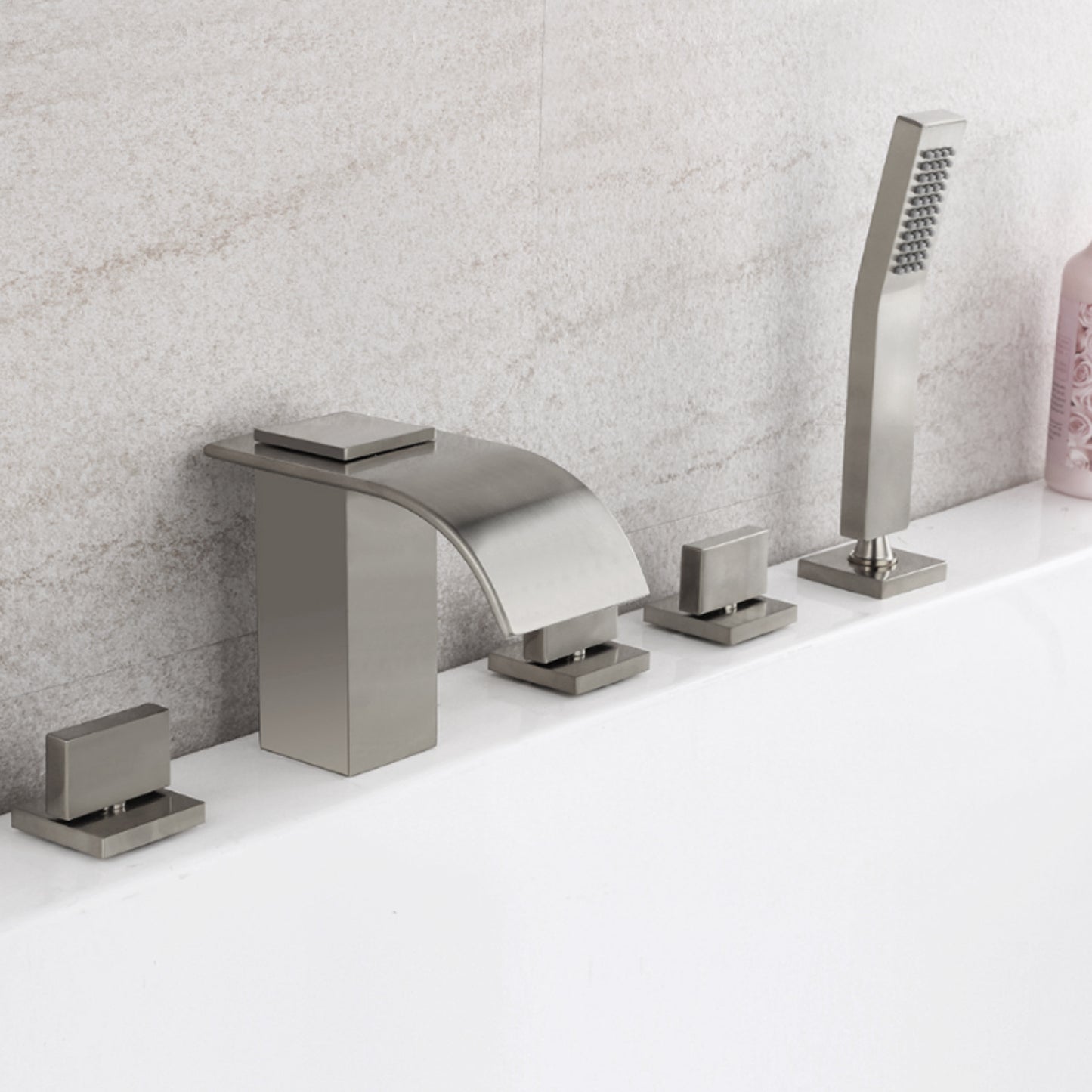 5-delige waterval badkraan – geborsteld nikkel