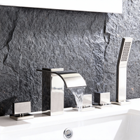 5-delige waterval badkraan – geborsteld nikkel