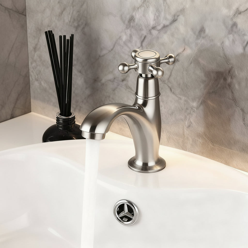 Nostalgische geborsteld nikkel koudwaterkraan