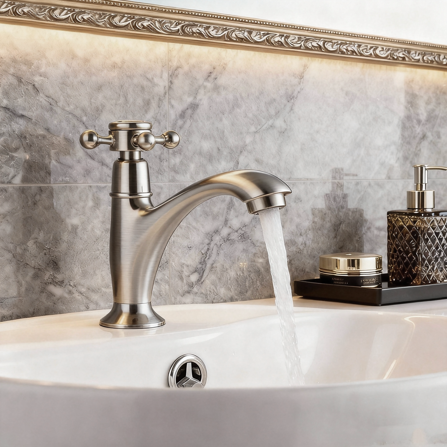 Nostalgische geborsteld nikkel koudwaterkraan