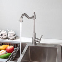 Geborsteld nikkel keukenkraan met zwenkbare uitloop