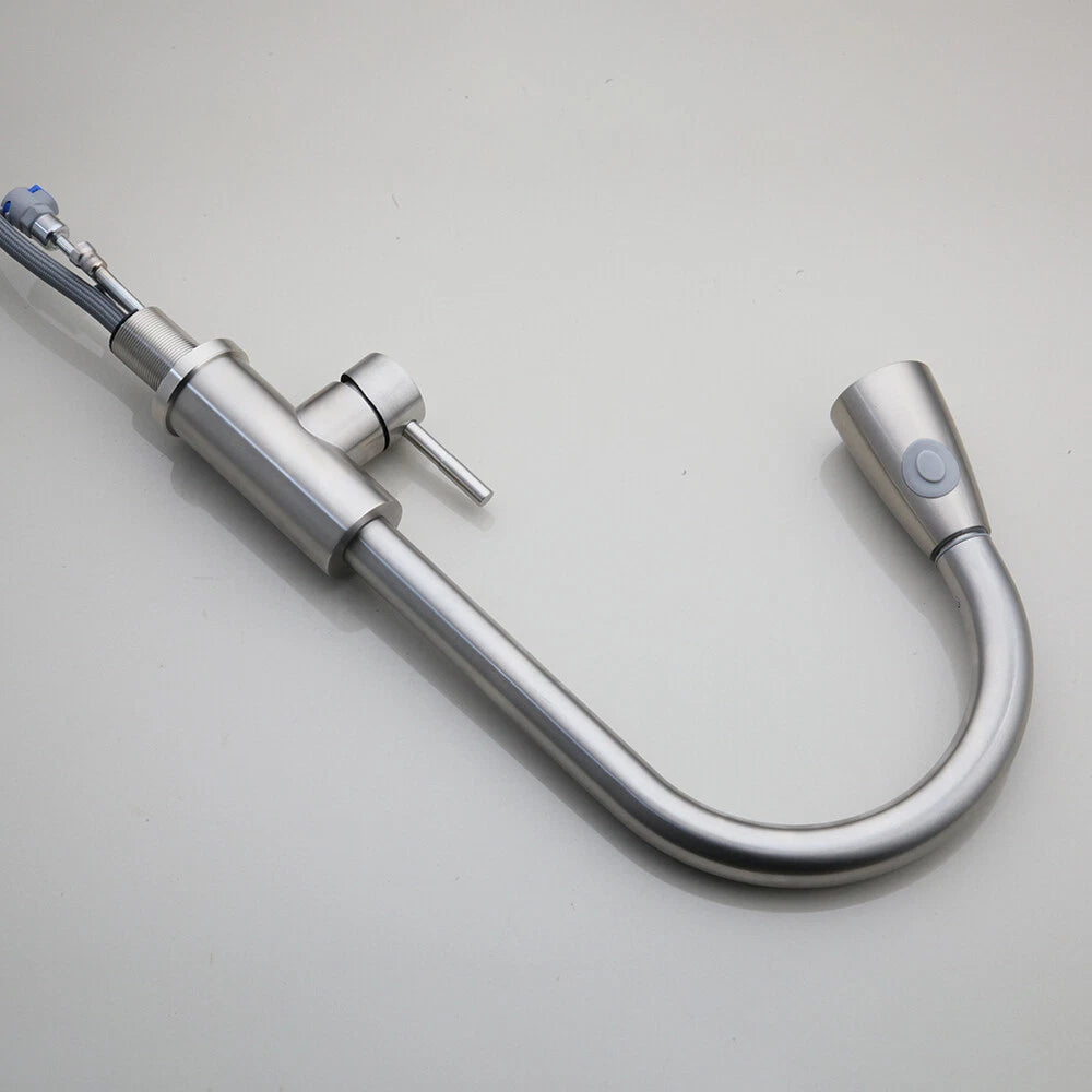 Geborsteld nikkel keukenkraan met uittrekbare sproeikop