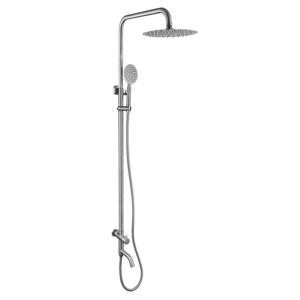 Minimalistische opbouw doucheset 3-weg – geborsteld nikkel