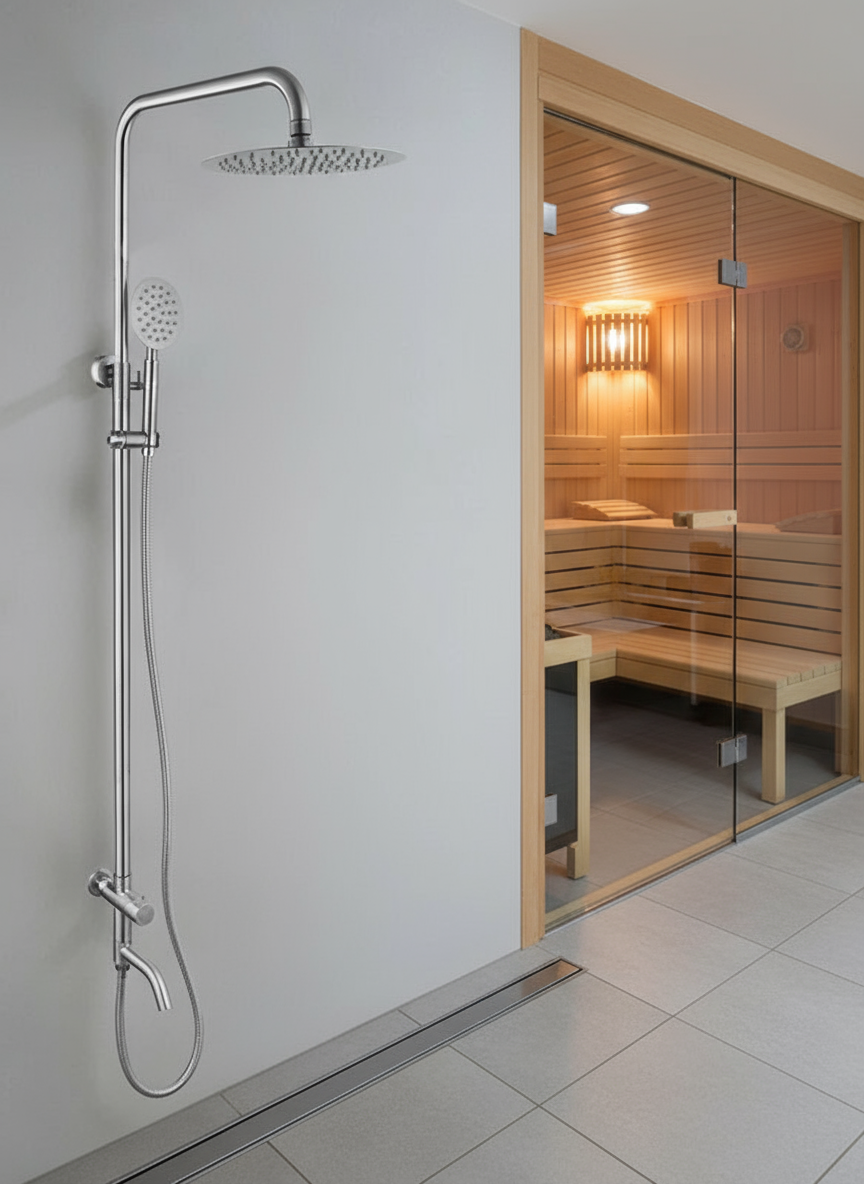 Minimalistische opbouw doucheset 3-weg – geborsteld nikkel