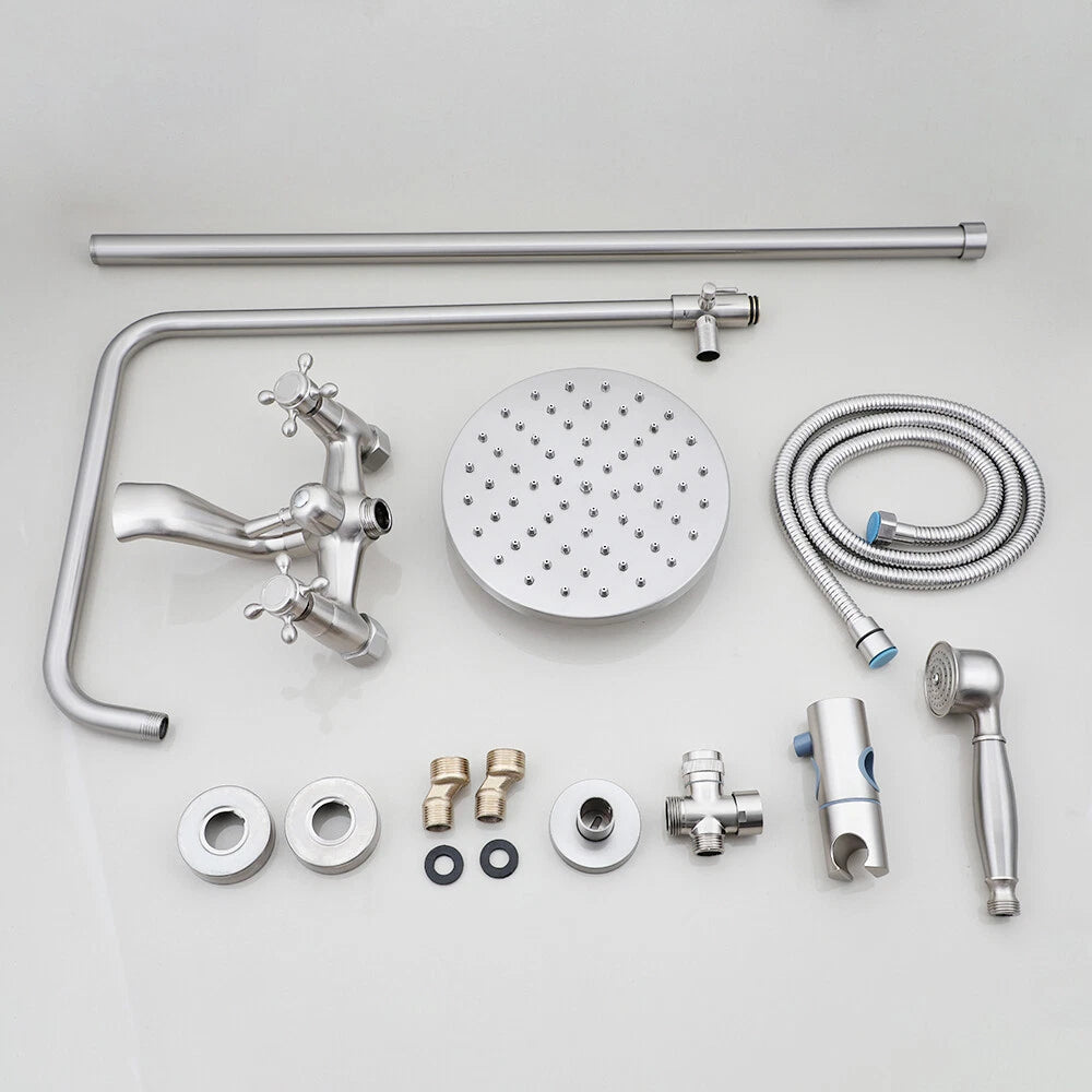 Opbouw regendouche met draaibare baduitloop – geborsteld nikkel