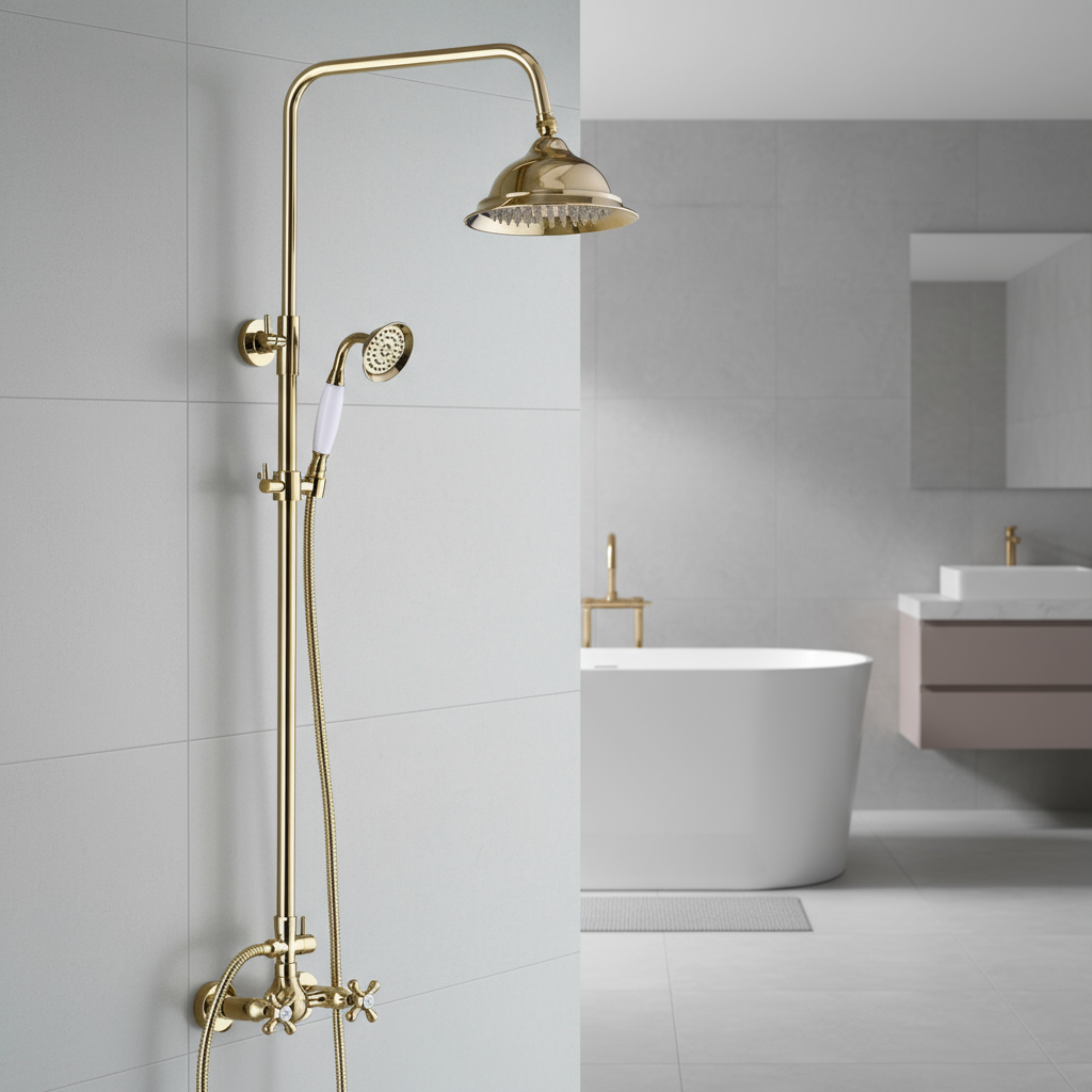 Gouden opbouw douche-set