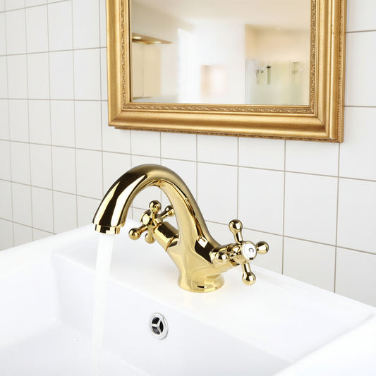 Badique Gouden wastafelkraan met witte elementen
