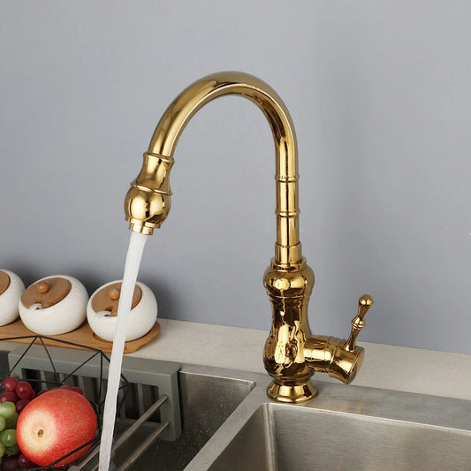 Nostalgische wastafelkraan klassiek model goud afgewerkt