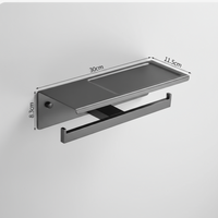 Gun metal dubbele wc-rolhouder met plankje