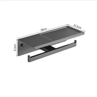 Gun metal dubbele wc-rolhouder met plankje