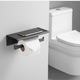 Gun metal dubbele wc-rolhouder met plankje