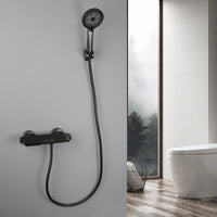 Gun metal thermostatische badkraan met handdouche (3 standen)