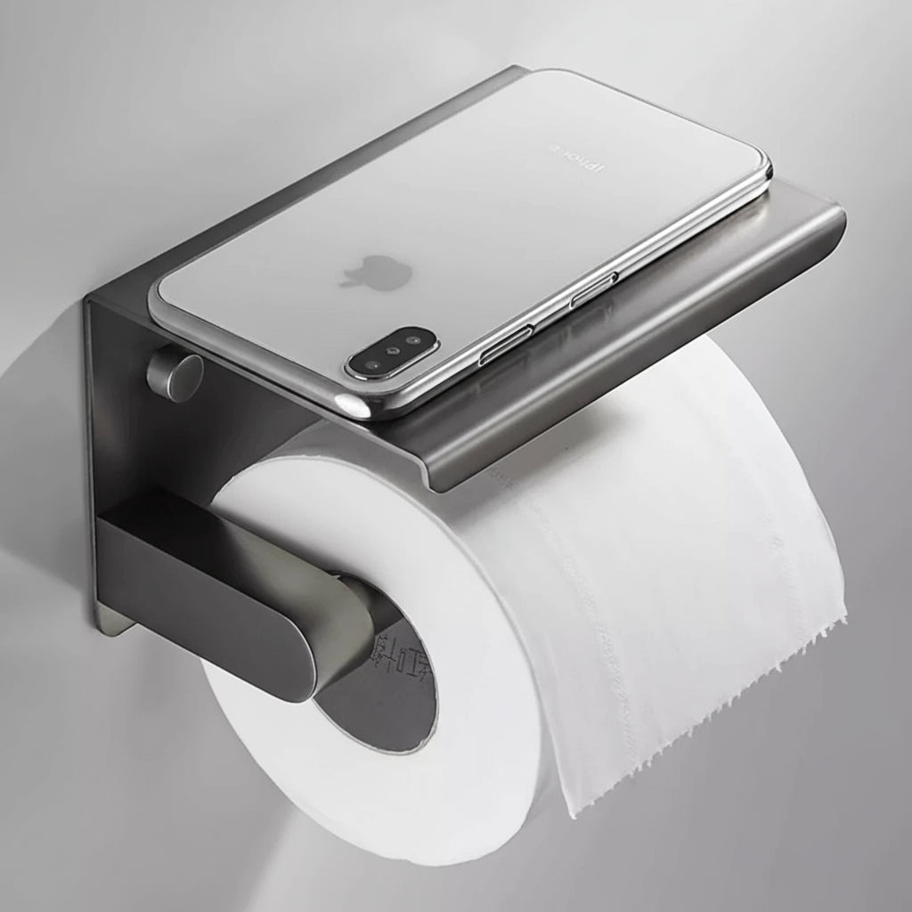 Gun metal wc-rolhouder met plankje
