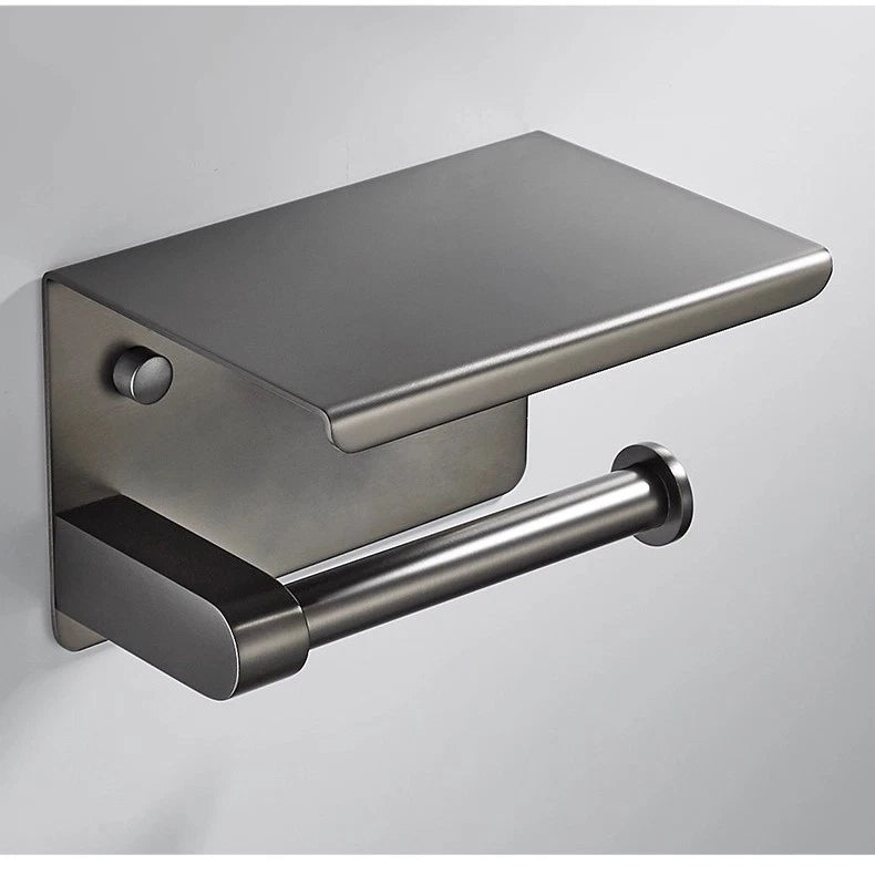 Gun metal wc-rolhouder met plankje