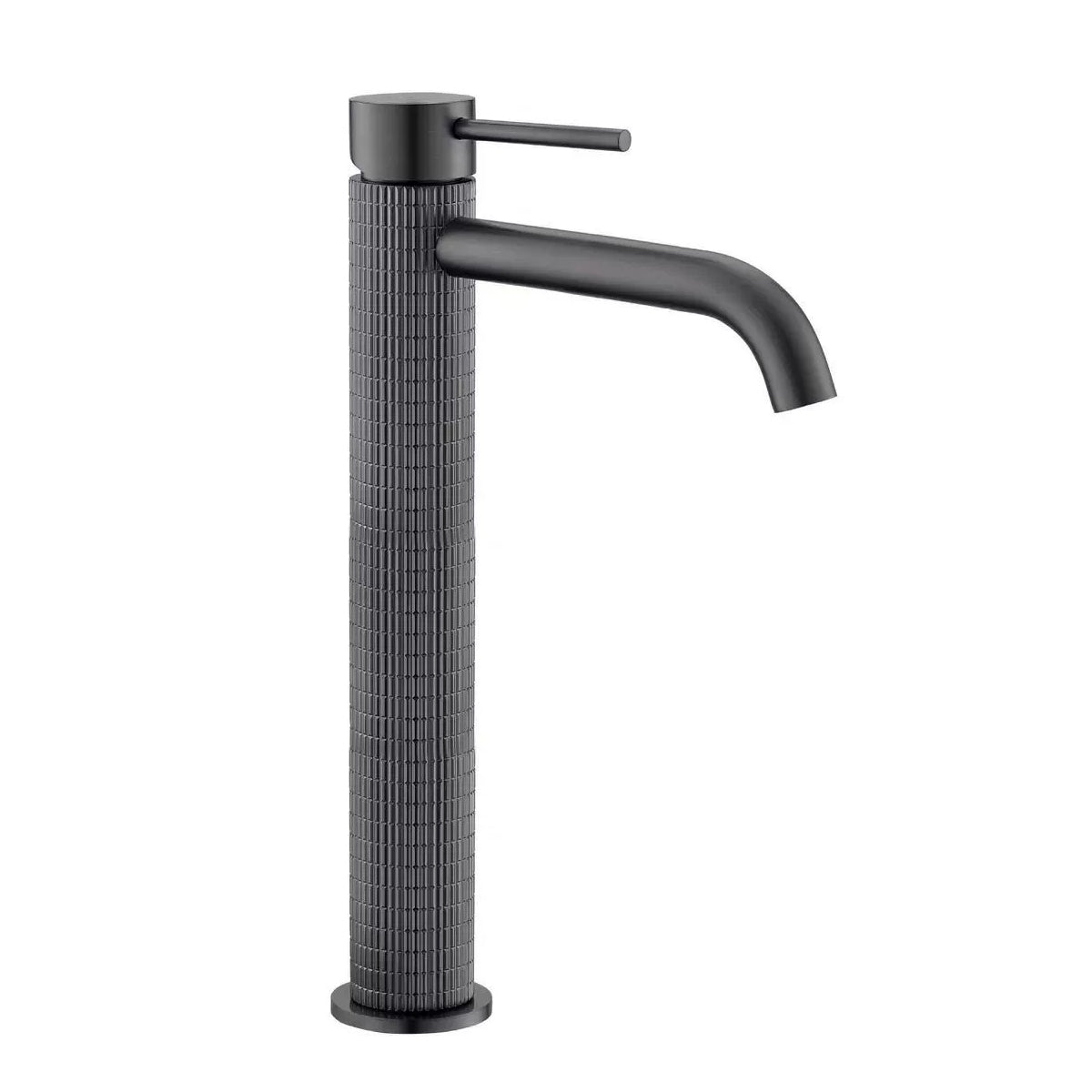 Hoge wastafelkraan gun metal met structuur
