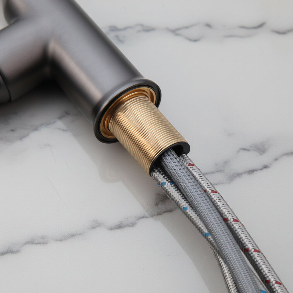 Elegant Gun Metal kitchen faucet with pull-out spray head