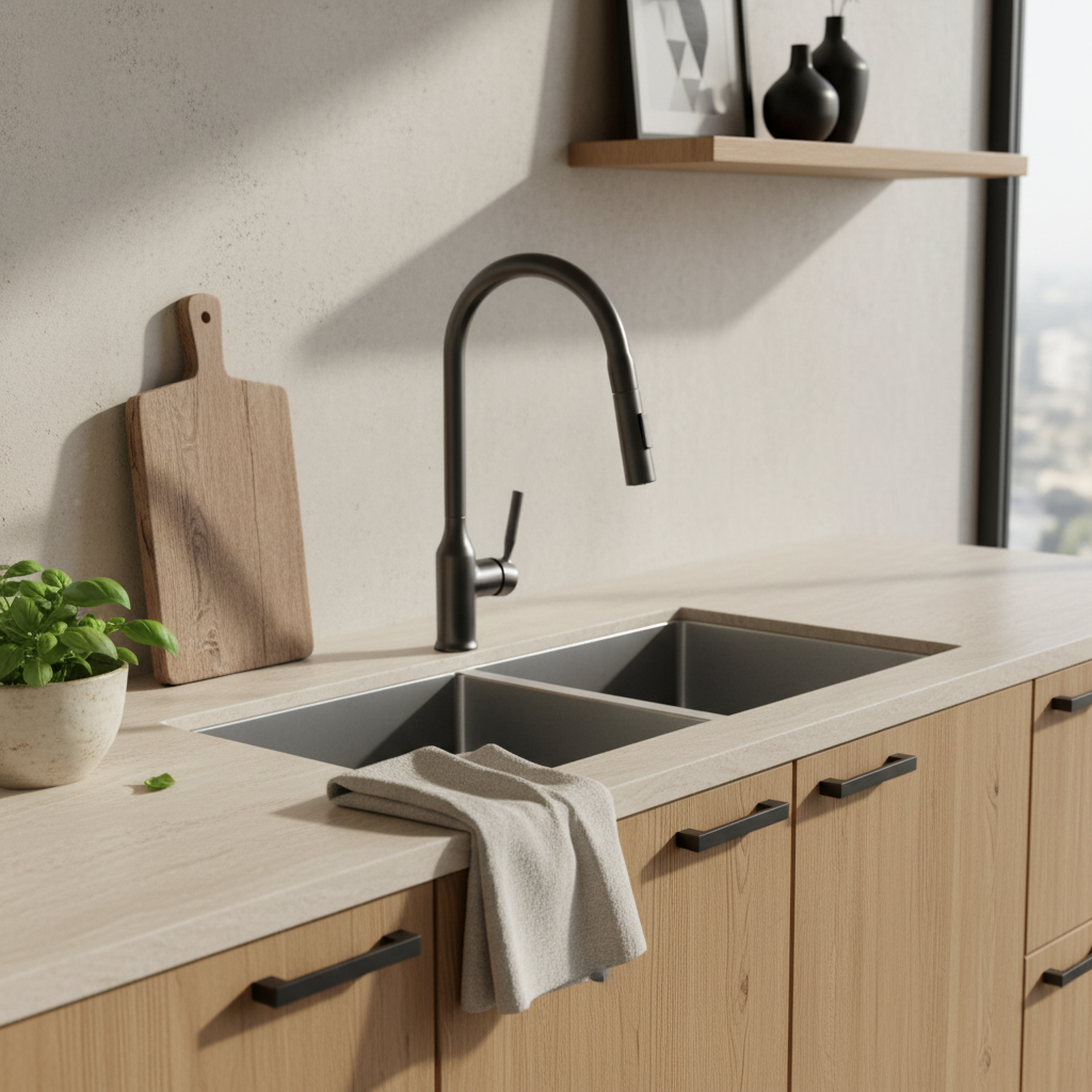 Elegant Gun Metal kitchen faucet with pull-out spray head