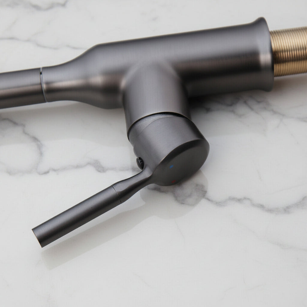 Elegant Gun Metal kitchen faucet with pull-out spray head