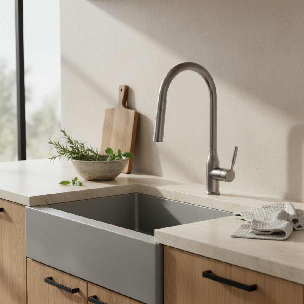 Elegant Gun Metal kitchen faucet with pull-out spray head