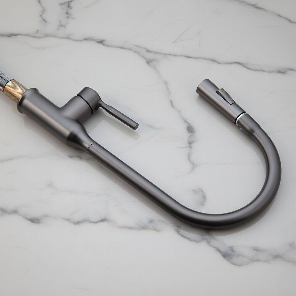 Elegant Gun Metal kitchen faucet with pull-out spray head