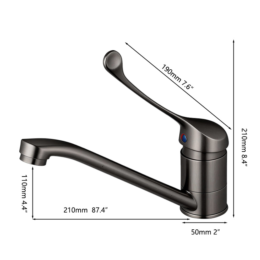 Gun metal elleboogmengkraan wastafel