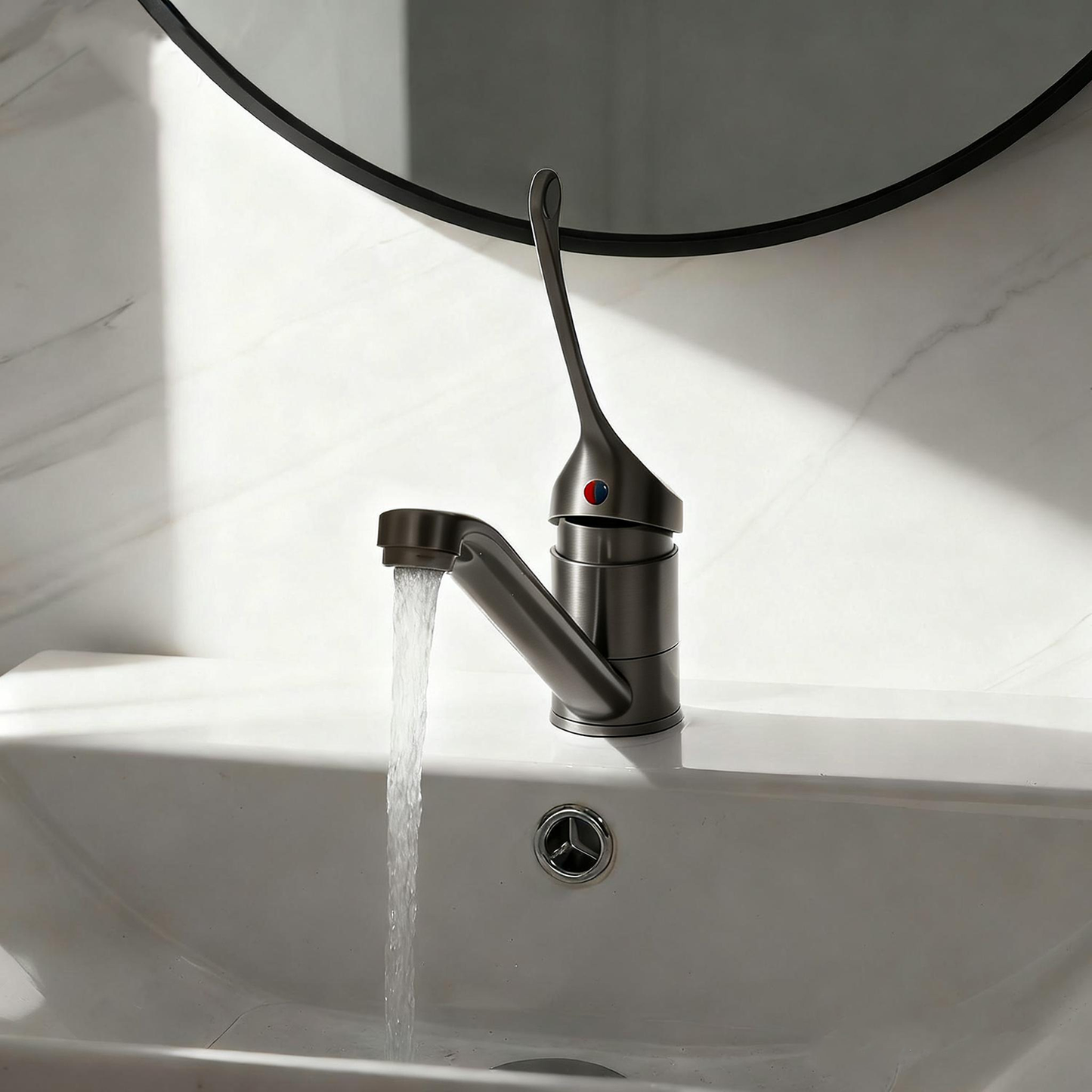 Gun metal elleboogmengkraan wastafel