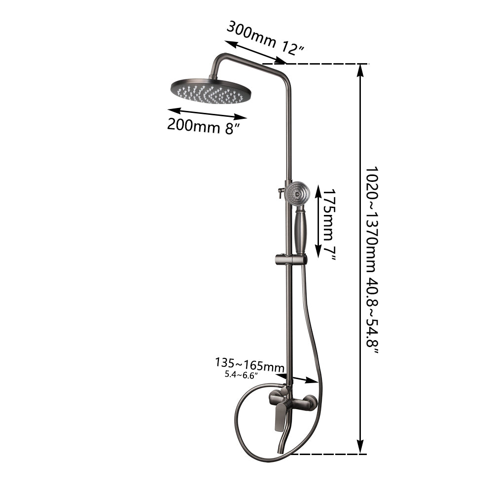 Gun metal surface-mounted shower rain shower