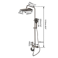 Gun metal luxe doucheset met 4-weg omsteller – hoofddouche, handdouche, bidetsproeier en vaste badkraan