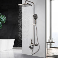 Gun metal luxe doucheset met 4-weg omsteller – hoofddouche, handdouche, bidetsproeier en vaste badkraan