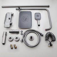 Gun metal luxe doucheset met 4-weg omsteller – hoofddouche, handdouche, bidetsproeier en vaste badkraan