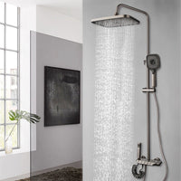 Gun metal luxe doucheset met 4-weg omsteller – hoofddouche, handdouche, bidetsproeier en vaste badkraan