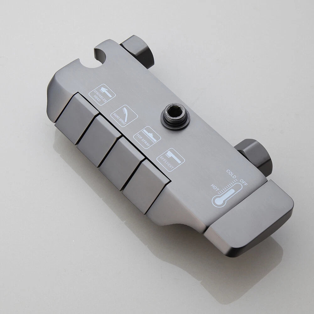 Gun metal luxe doucheset met 4-weg omsteller – hoofddouche, handdouche, bidetsproeier en vaste badkraan