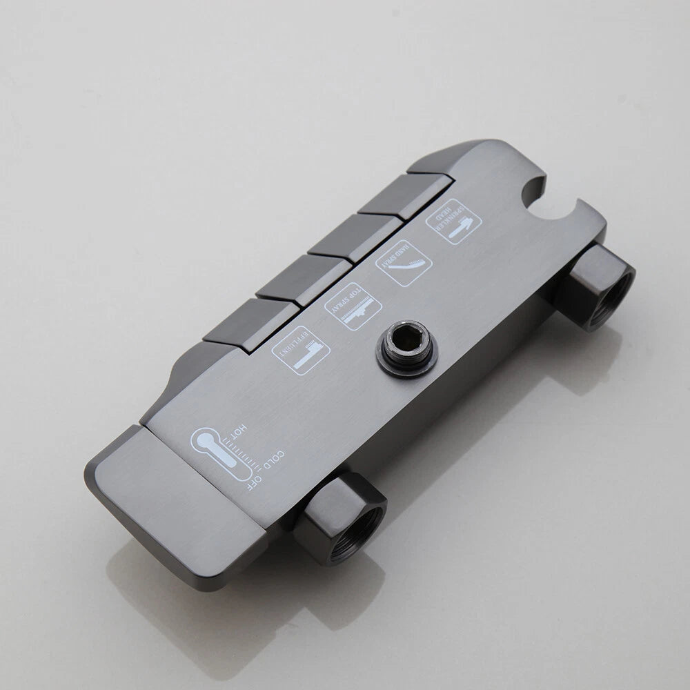 Gun metal luxe doucheset met 4-weg omsteller – hoofddouche, handdouche, bidetsproeier en vaste badkraan