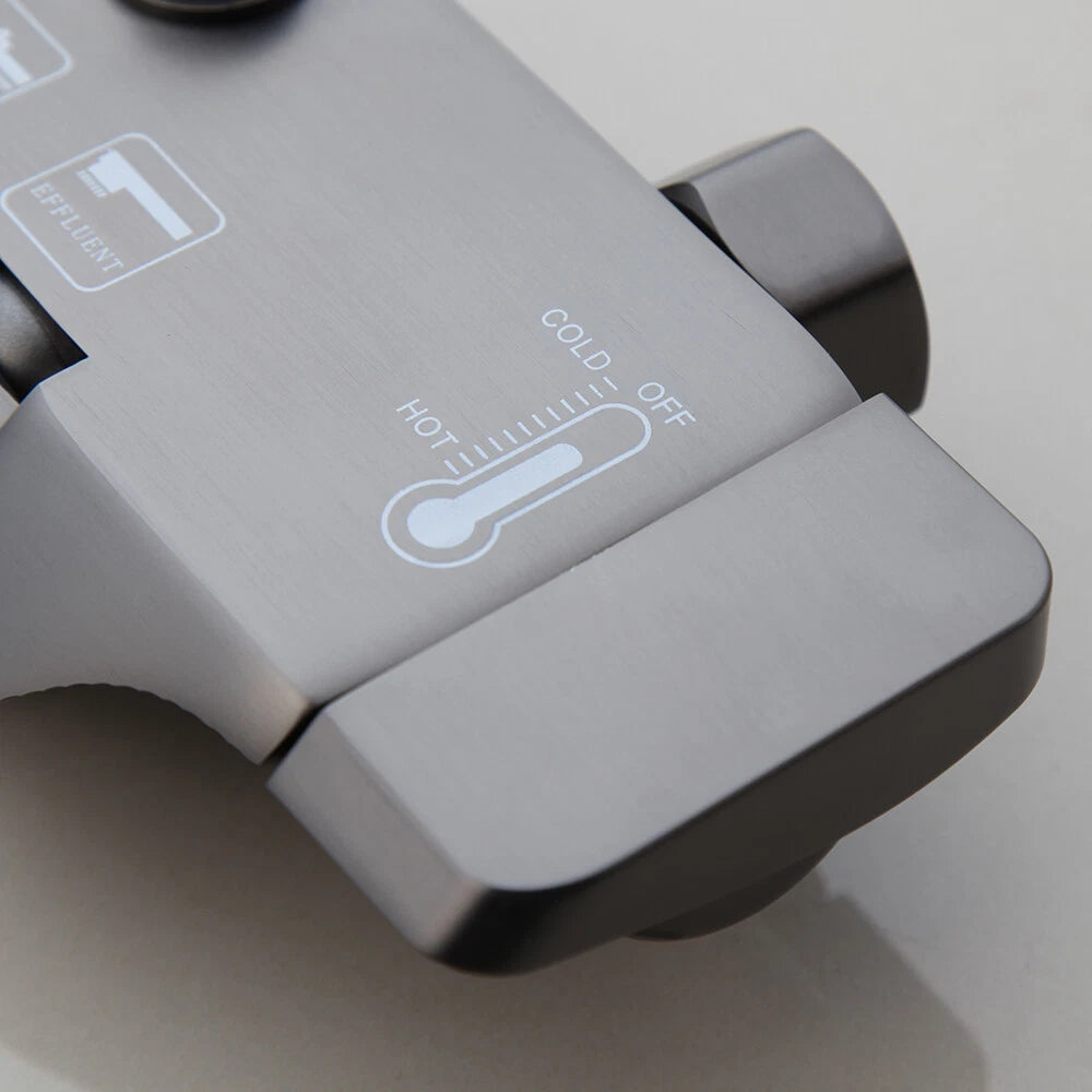 Gun metal luxe doucheset met 4-weg omsteller – hoofddouche, handdouche, bidetsproeier en vaste badkraan