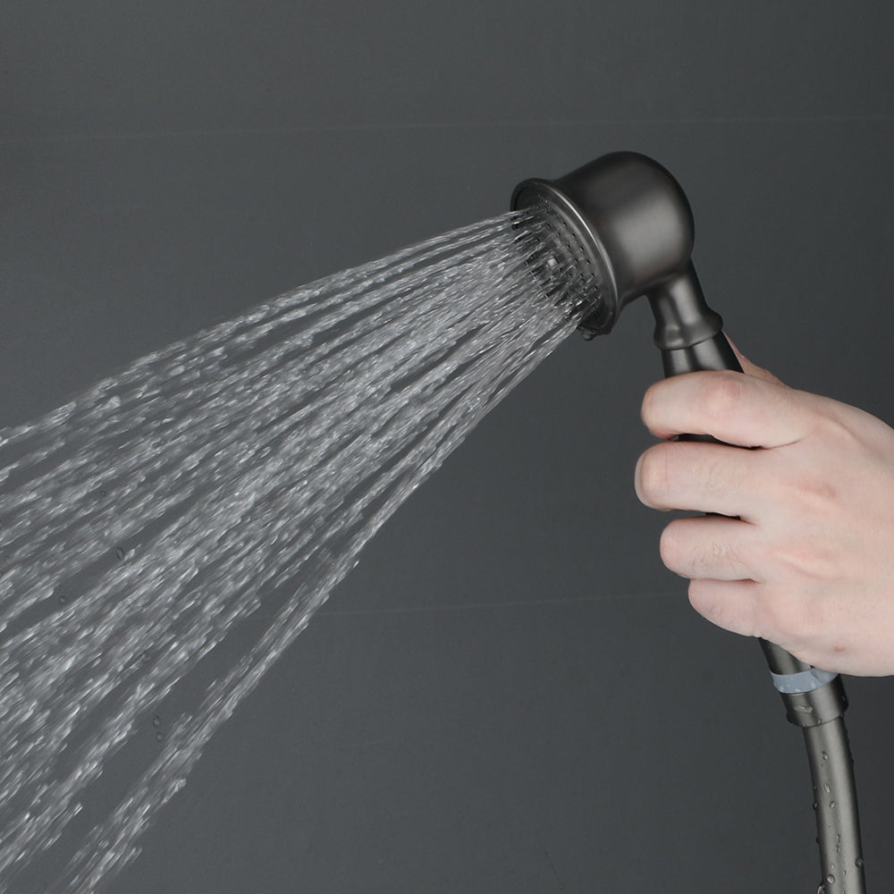 Gun metal opbouw doucheset met regendouche en handdouche