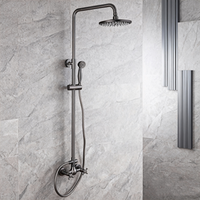 Gun metal opbouw doucheset met regendouche en handdouche