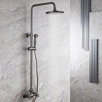 Gun metal opbouw doucheset met regendouche en handdouche