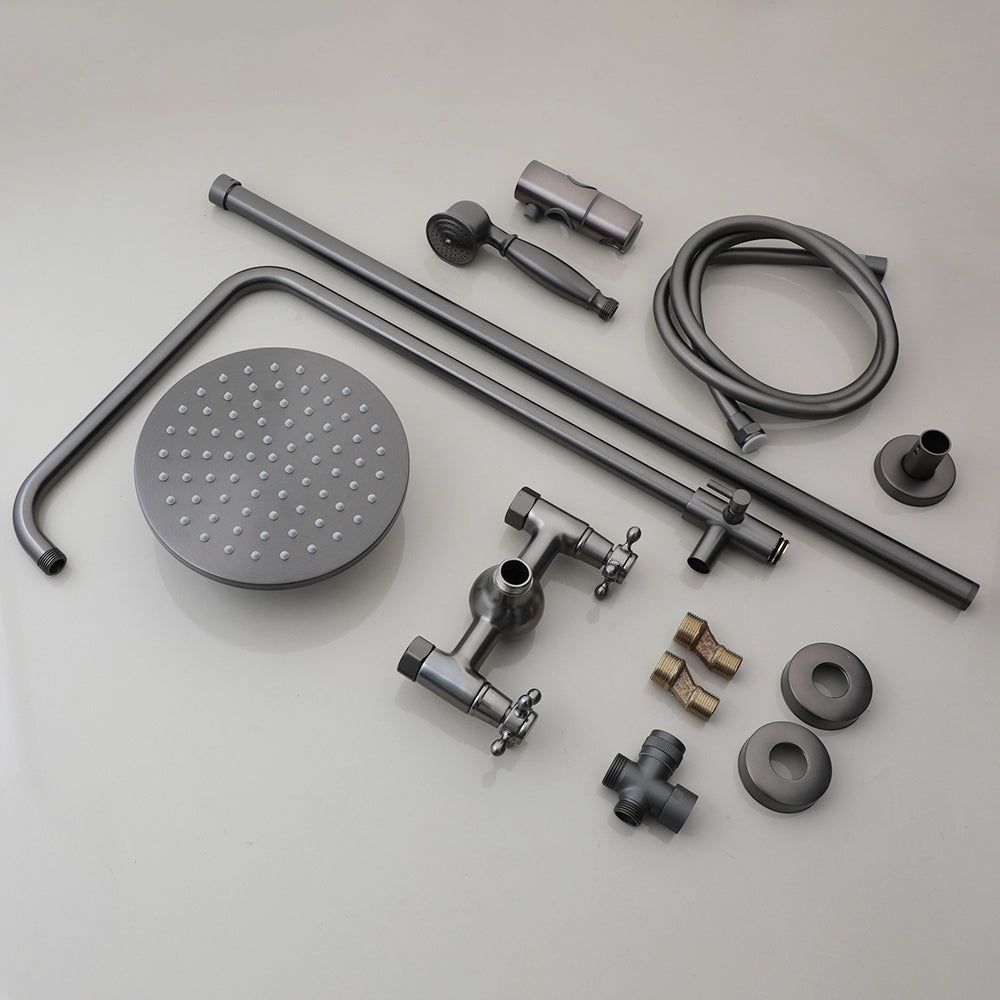 Gun metal opbouw doucheset met regendouche en handdouche