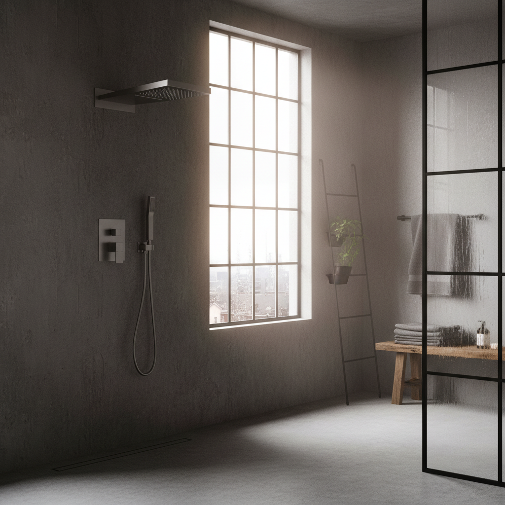 Luxury Gun Metal Built-in Rain Shower