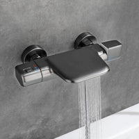 Gun metal thermostatische badkraan met handdouche