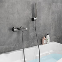 Gun metal thermostatische badkraan met handdouche