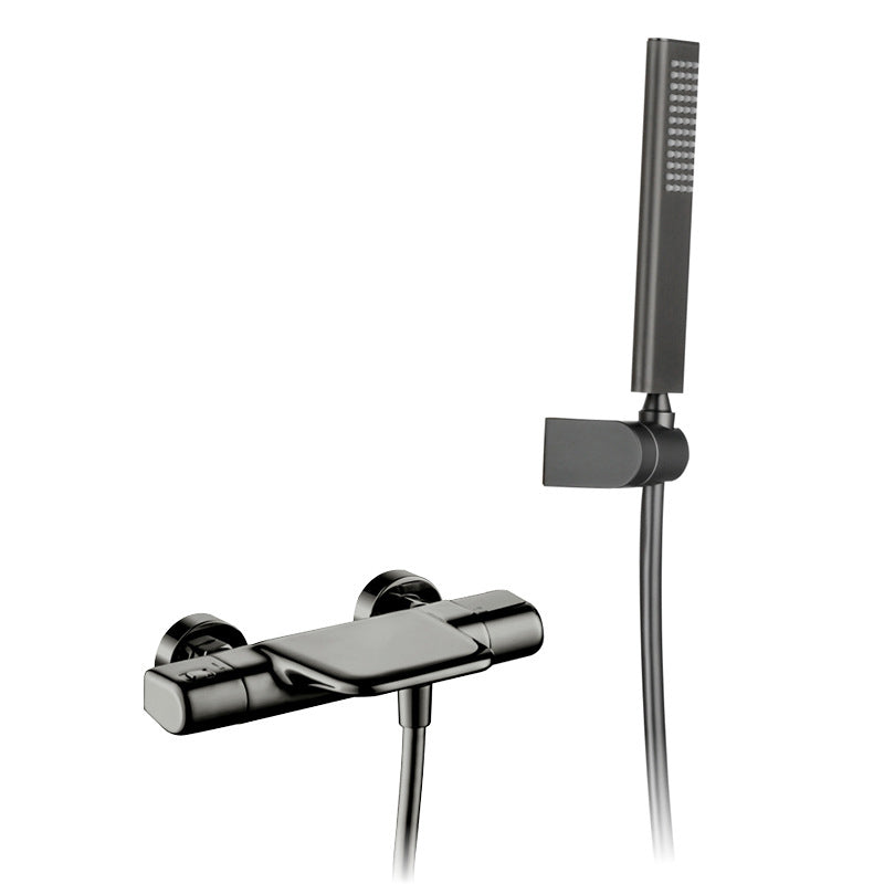 Gun metal thermostatische badkraan met handdouche